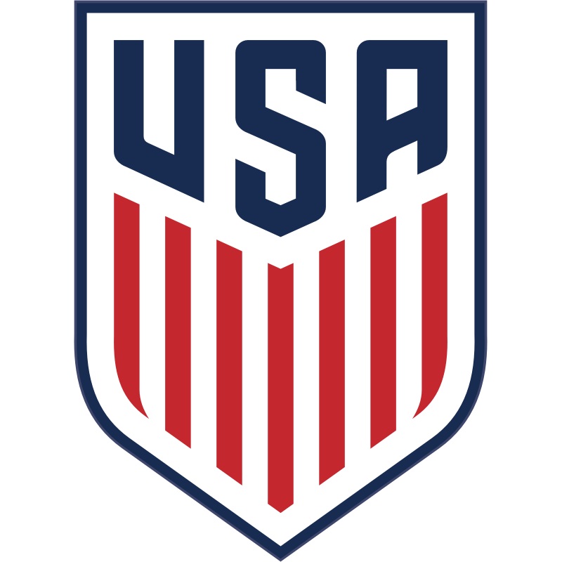 기존 미국 대표팀 엠블렘. 무지개 엠블렘은 아래 빨간 줄무늬를 무지개색으로 바꾼 것이다. 출저 미국축구협회