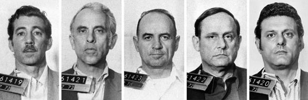 워터게이트 빌딩에서 체포된 5인조. 가운데가 CIA 출신인 제임스 매코드. 미국 정부
