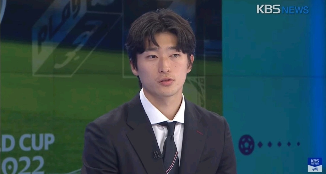대한민국 축구대표팀 조규성(24·전북)이 KBS와 인터뷰를 하고 있다. 유튜브 캡처