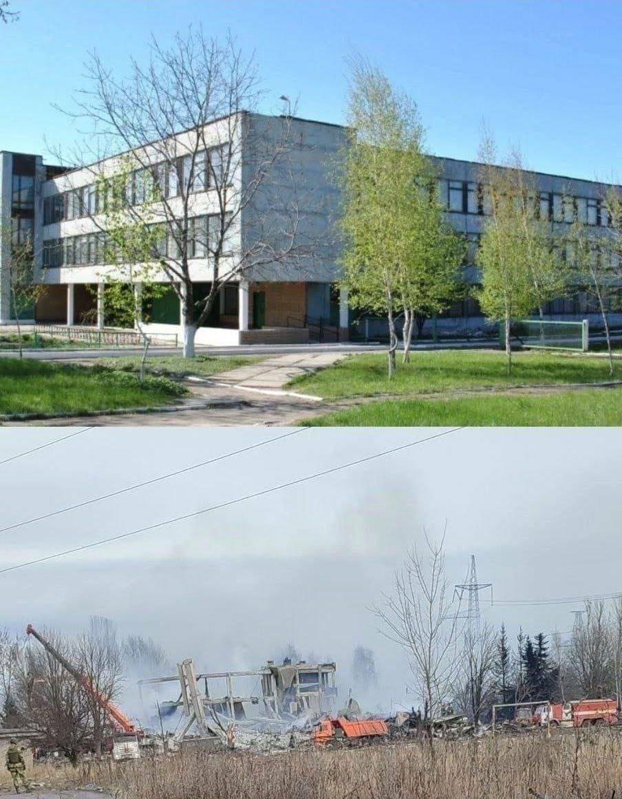 앞서 우크라이나군 총사령관실 전략통신국은 1일(현지시간) 텔레그램을 통해 “적군이 임시 막사로 쓰던 마케예프카의 한 직업학교에서 벌어진 ‘산타의 공격’으로 약 400구의 적군 시신이 발견됐다”고 주장했다. 부상자 규모는 300명 수준이라고 했다. 사진은 폐허가 된 건물 전후 모습. 2023.1.2  텔레그램