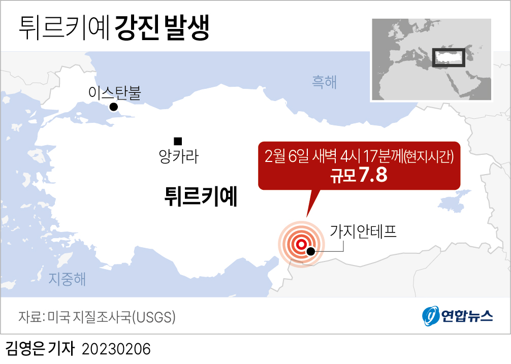 튀르키예 지진 발생 지점