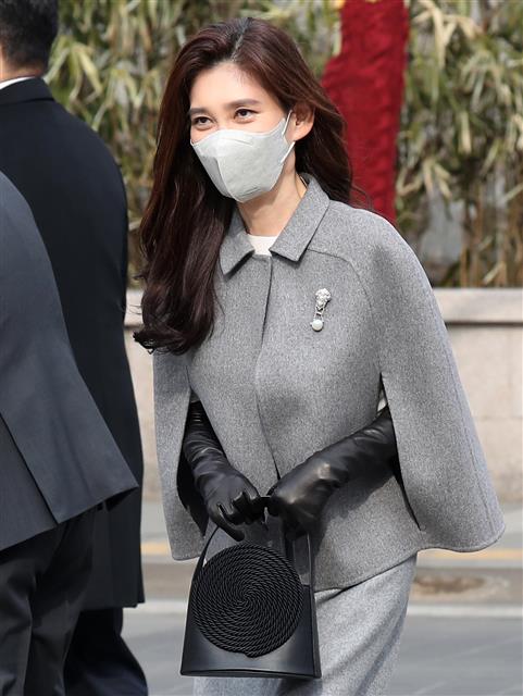 이부진 호텔신라 사장이 11일 오후 서울 중구 정동제일교회에서 열린 정몽규 HDC그룹 회장의 장남 정준선 카이스트 교수의 결혼식에 참석하고 있다. 2023.2.11. 뉴스1