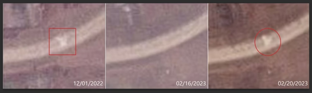 북한이 지난해 11월 18일과 이달 18일  대륙간 탄도미사일(ICBM)을 발사한 것으로 추정되는 평양 순안공항 부근을 촬영한 플래닛랩스의 위성사진. (사진 미국의 소리 캡처)