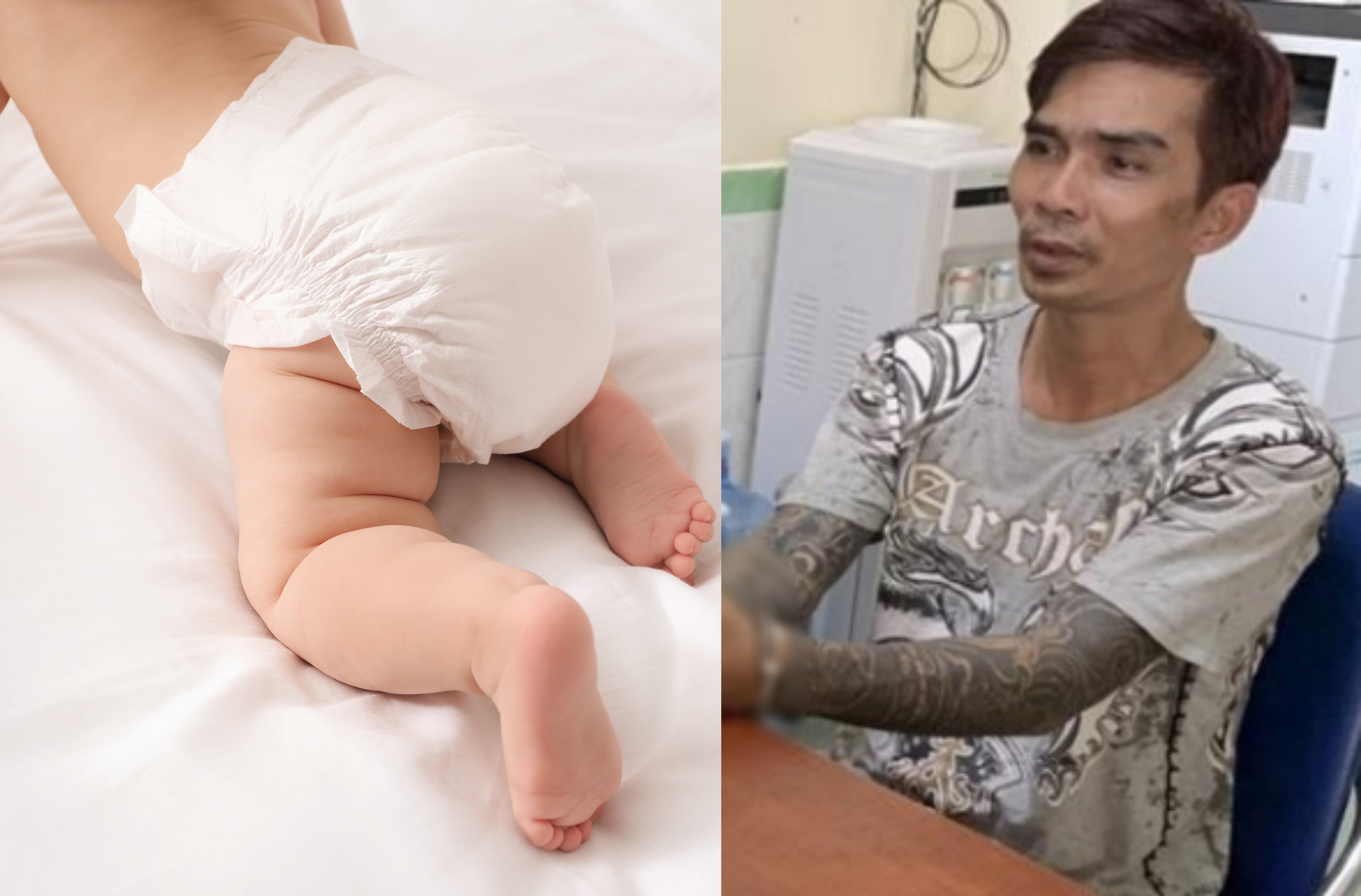 오른쪽은 애인의 3살짜리 아들에게 마약을 흡입하게 한 베트남 40대 남성(왼쪽사진은 기사와 관련없는 자료사진). 123RF, VN익스프레스 사이트 캡처