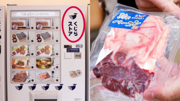 일본의 최대 포경업체인 교도센파쿠가 도쿄 등 일부 지역에 설치한 냉동 고래고기 자판기. CNN 캡쳐