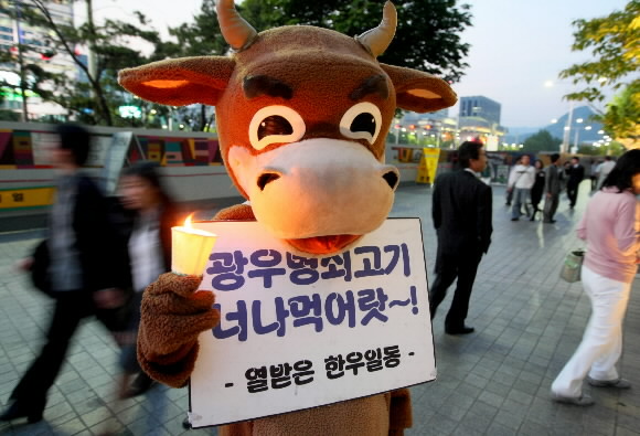 2008년 5월 미국 쇠고기 수입반대 집회. 연합뉴스