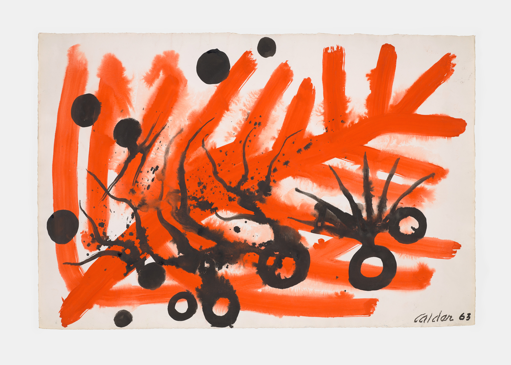 알렉산더 칼더, ‘Black Squids’(1963), 종이에 과슈와 잉크, 68.58×101.6㎝.
