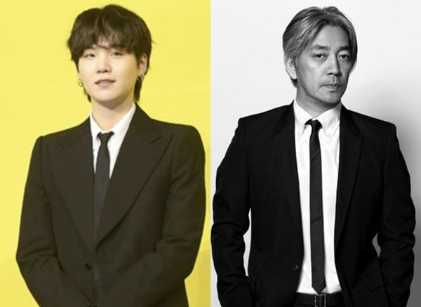 그룹 방탄소년단(BTS)의 슈가(왼쪽)·작곡가 사카모토 류이치(오른쪽)