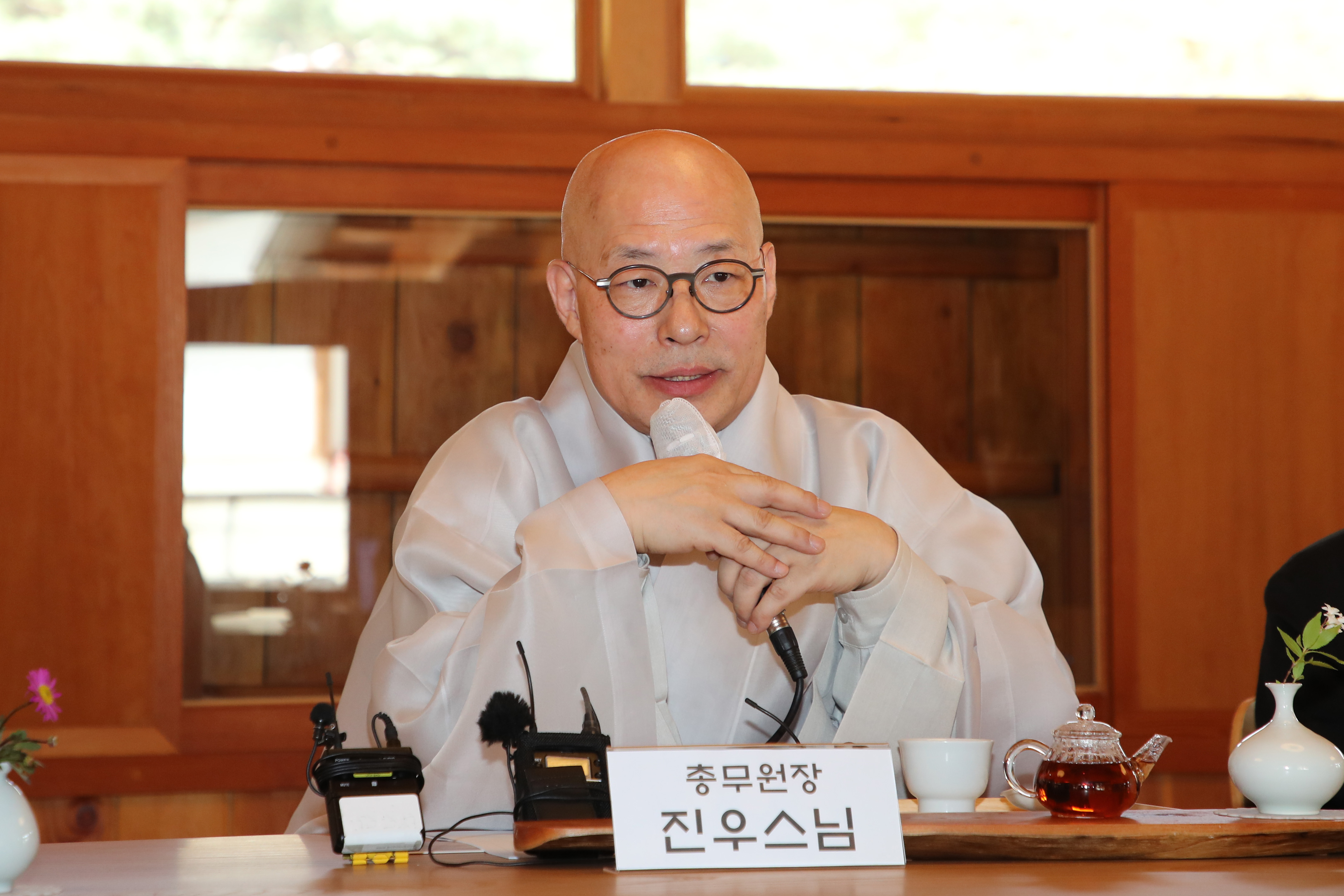 대한불교조계종 총무원장 진우 스님이 14일 서울 은평구 진관사에서 열린 간담회에서 발언하고 있다. 대한불교조계종 제공