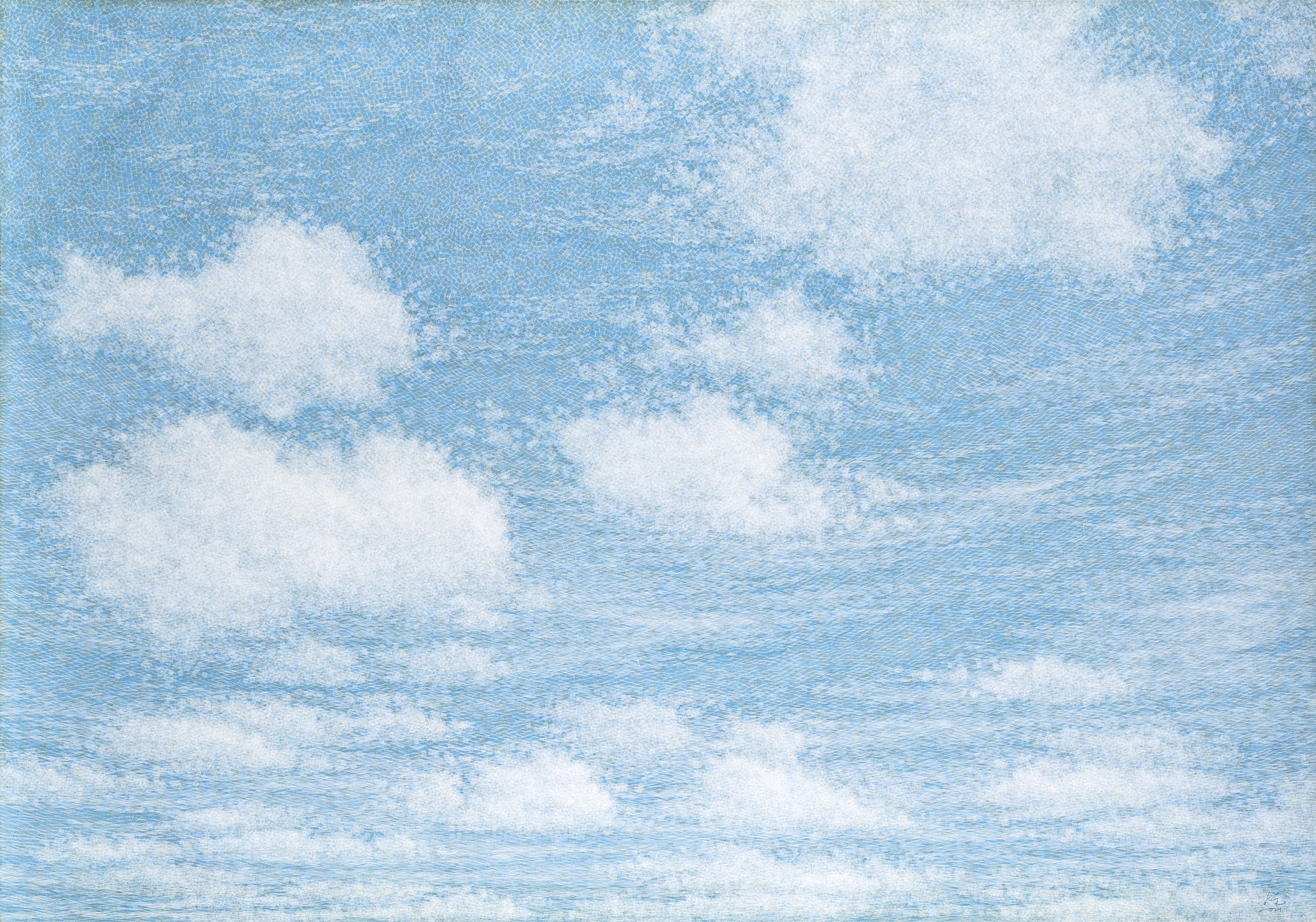 공기와 꿈(2021), 캔버스에 염색 한지와 한지, 181.8×259.1㎝. 호반문화재단 제공