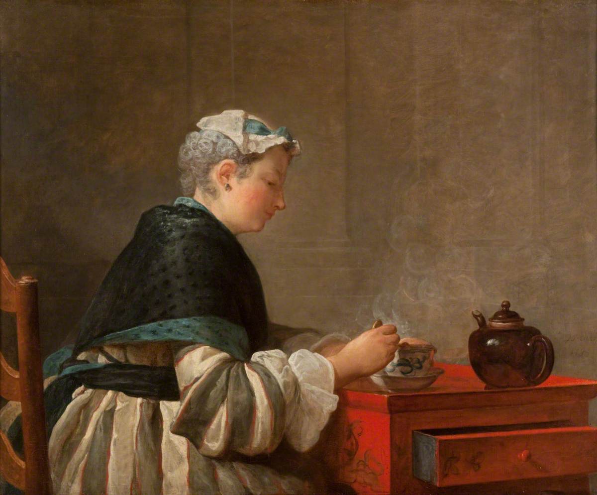 장 시메옹 샤르댕, ‘차를 마시는 부인’, 1735년 (81×99㎝, 헌터리언 박물관·미술관, 영국 글래스고)
