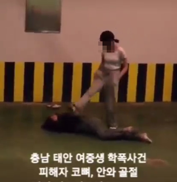 태안 여중생 학교폭력 영상. 페이스북 캡처