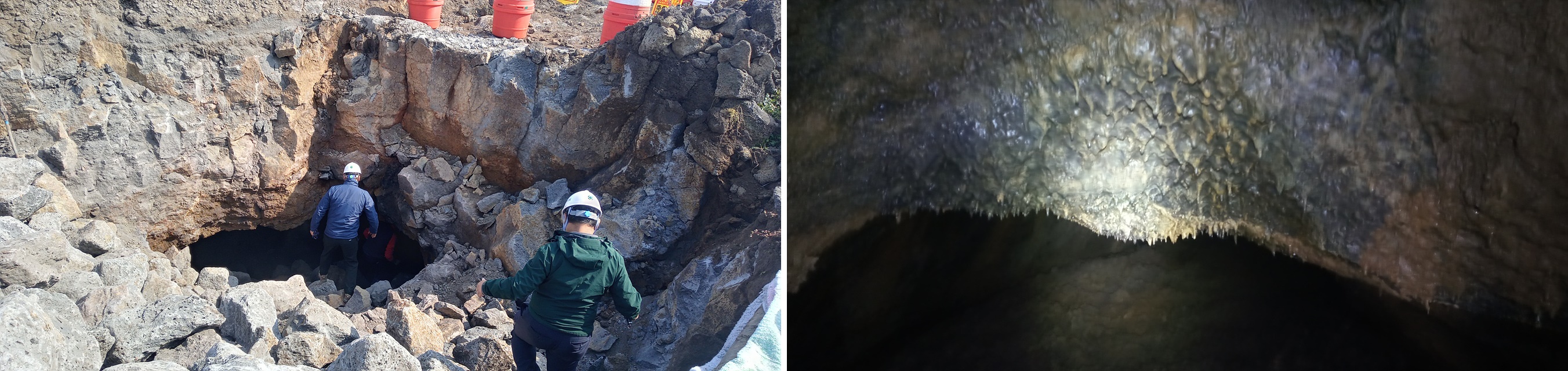 지난 3월 제주시 구좌읍 동복리 배수로 공사를 하다가 400m 길이의 용암동굴이 발견됐다. 제주도세계유산본부 제공