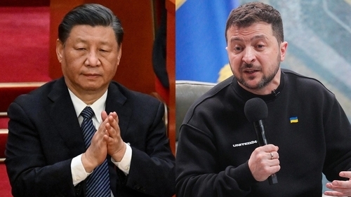 시진핑(왼쪽) 중국 국가주석과 볼로디미르 젤렌스키 우크라이나 대통령. 연합뉴스