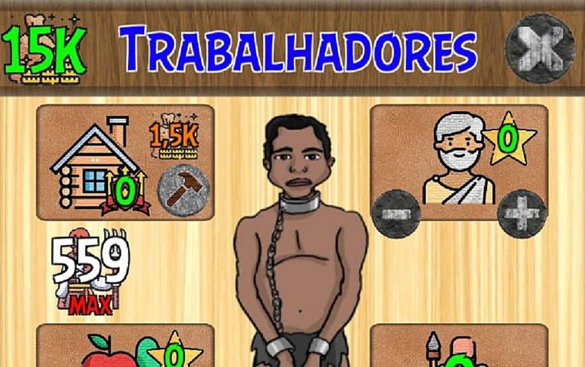 흑인 노예를 사고팔고 고문하는 내용의 브라질 게임 ‘노예제 시뮬레이터’(Simulador de Escravidão) 실행 화면 일부