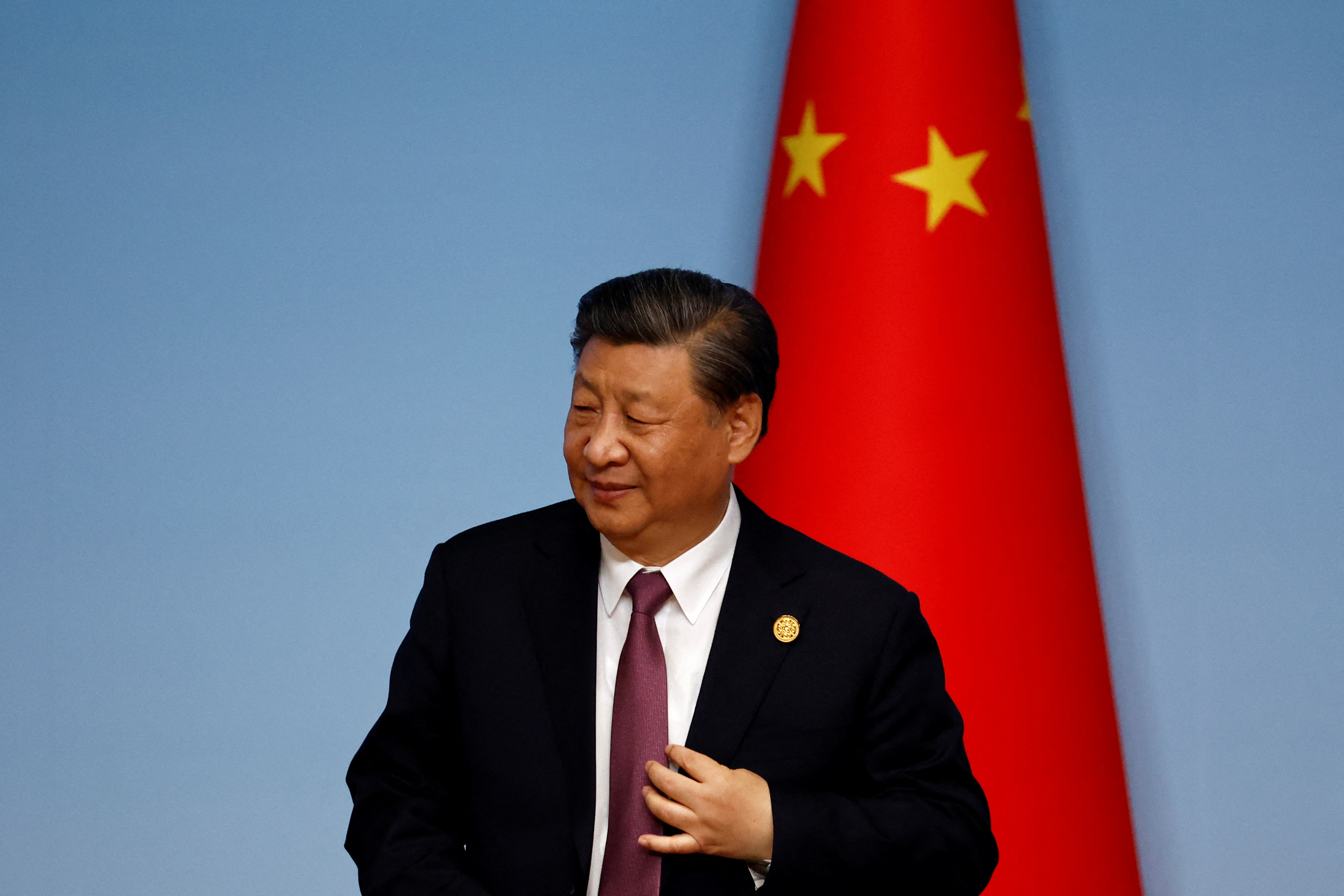 시진핑 중국 국가주석이 19일 중국 산시성 시안에서 열린 중국·중앙아시아 정상회의 관련 공동 기자회견을 하고 있다. 2023.5.19 로이터 연합뉴스