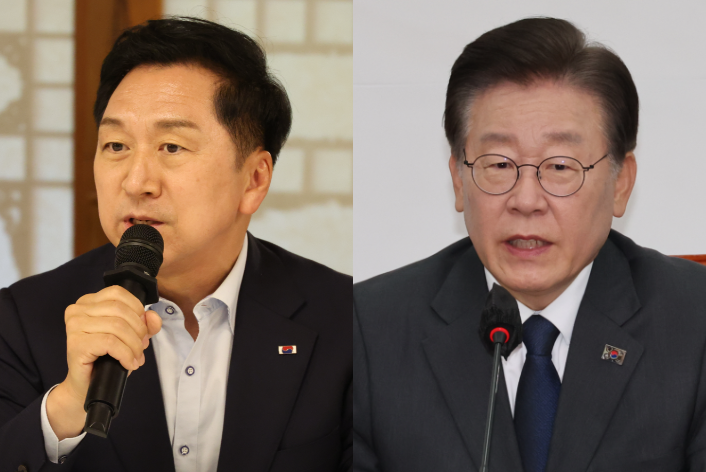이재명(오른쪽) 더불어민주당 대표·김기현(왼쪽) 국민의힘 대표