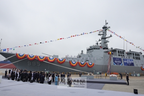 2022년 7월 열린 해군의 차세대 이지스구축함 제1번함인 정조대왕함 진수식 모습. 서울신문 DB