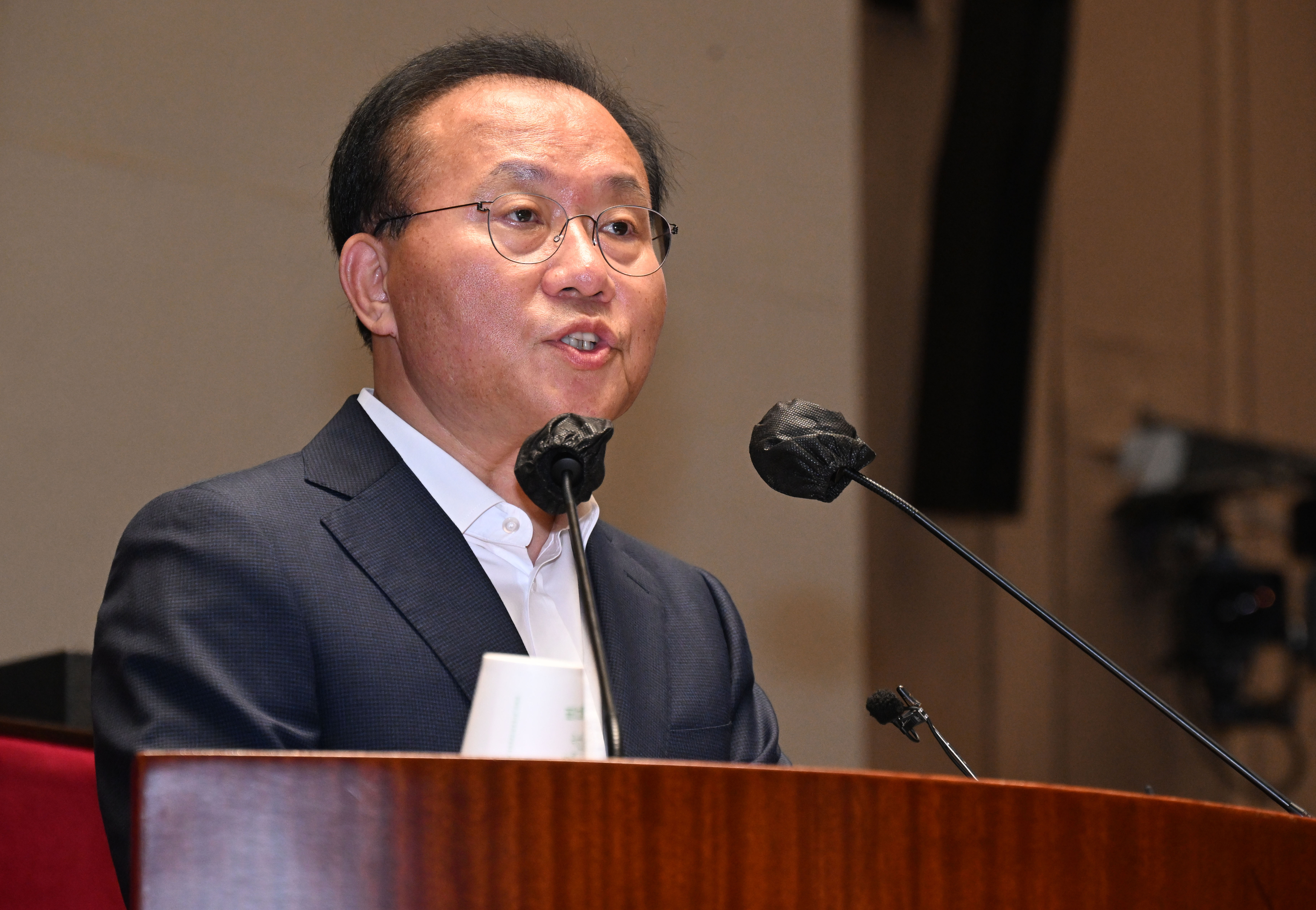 국민의힘 윤재옥 원내대표가 5일 오전 국회에서 열린 의원총호l에서 발언하고 있다. 2023.7.5안주영 전문기자