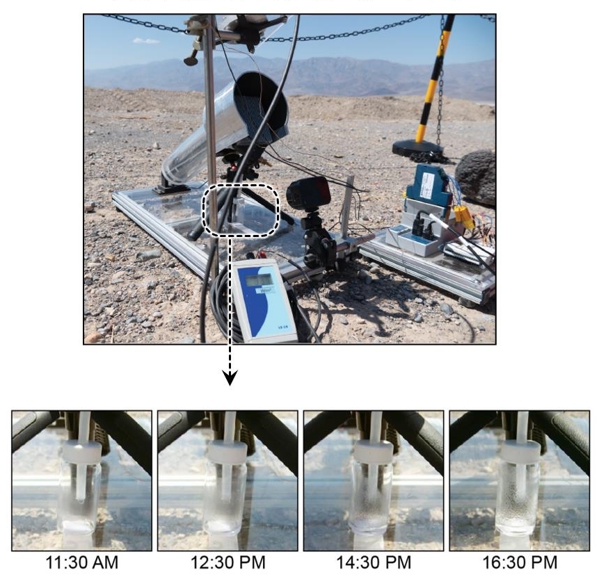 지난해 8월 미국 데스밸리 사막에서 진행한 물 수확 실험. 포스텍 제공