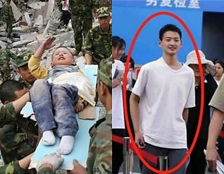 쓰촨 대지진서 극적 구조됐던 ‘경례 아기’ 랑정. 신화 연합뉴스