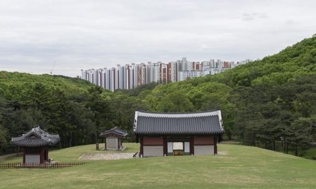 지난해 5월 경기 김포 장릉에서 계양산 쪽을 바라본 모습. 검단신도시(인천 서구)에 건설 중인 아파트 단지가 우후죽순 들어선 모습을 볼 수 있다. 서울신문DB