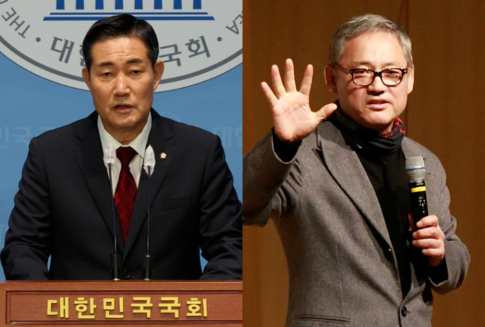 신원식(왼쪽) 의원·유인촌(오른쪽) 대통령실 문화체육특별보좌관. 연합뉴스