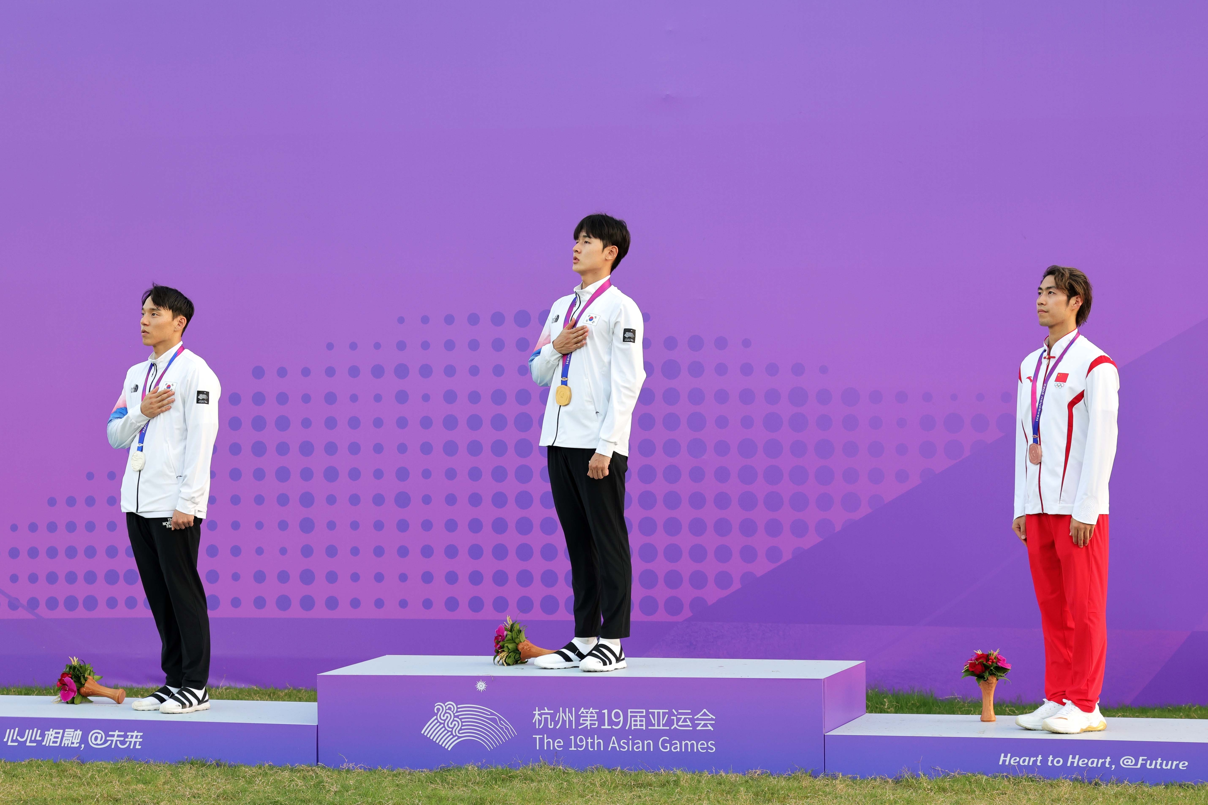 24일 중국 항저우 푸양 인후 스포츠센터에서 열린 항저우 아시안게임 근대5종 남자 개인전에서 전웅태가 금메달을 차지했다. 2023.9.24 항저우 오장환 기자