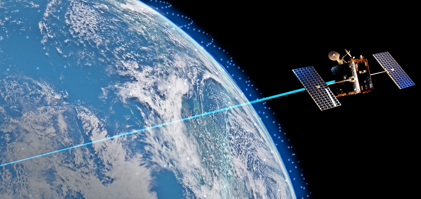 한화시스템이 2021년 투자한 원웹의 위성망을 활용해 군 저궤도 통신위성 네트워크를 구축한 가상의 모습. 한화시스템 제공