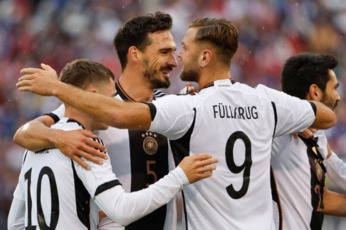 미국과 경기에서 승리한 뒤 기뻐하는 독일 선수들. AFP 연합뉴스