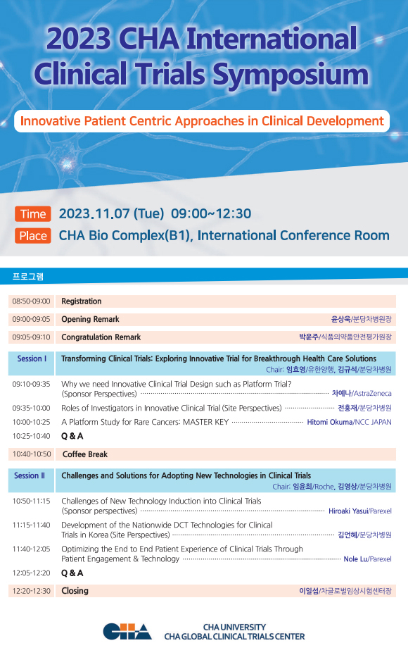‘2023 CHA 국제 임상시험 심포지엄’ 포스터.  분당차병원 제공