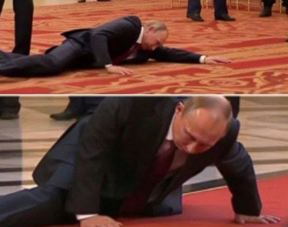푸틴 대통령이 바닥에 쓰러진 것처럼 합성한 AI 이미지. X(옛 트위터) 캡처