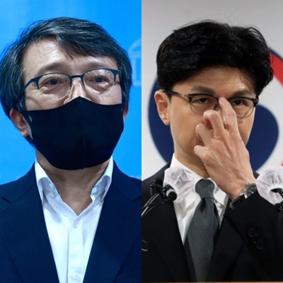 김의겸(왼쪽) 더불어민주당 의원과 한동훈 법무부 장관. 서울신문DB