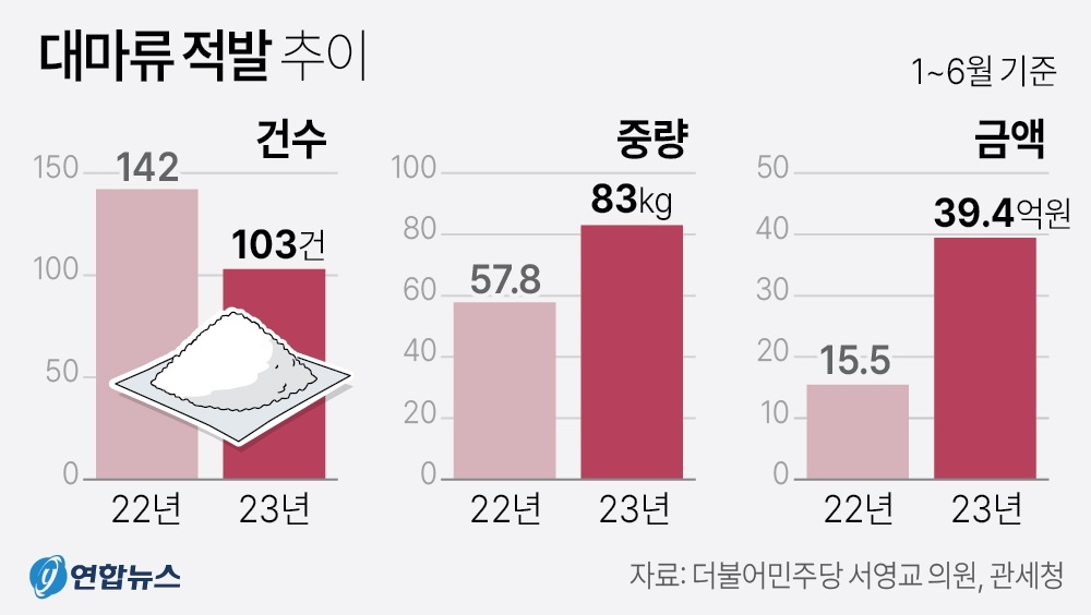 대마류 적발 추이