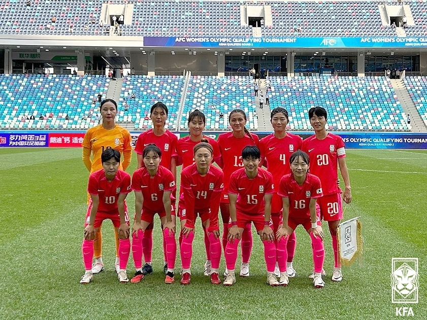 2024 파리올림픽 여자 축구 아시아 지역 2차 예선 에서 출전 중인 한국 여자 축구 대표팀. 대한축구협회 제공