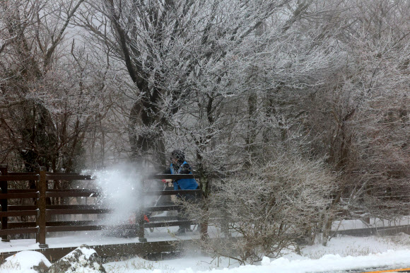 눈 내린 한라산은 겨울왕국