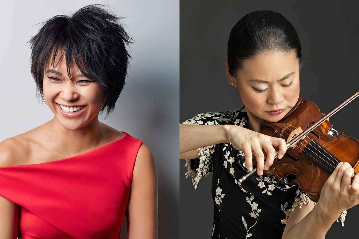 중국인 피아니스트 유자 왕(왼쪽)과 일본인 바이올리니스트 미도리 고토. 마스트미디어·KBS교향악단 제공