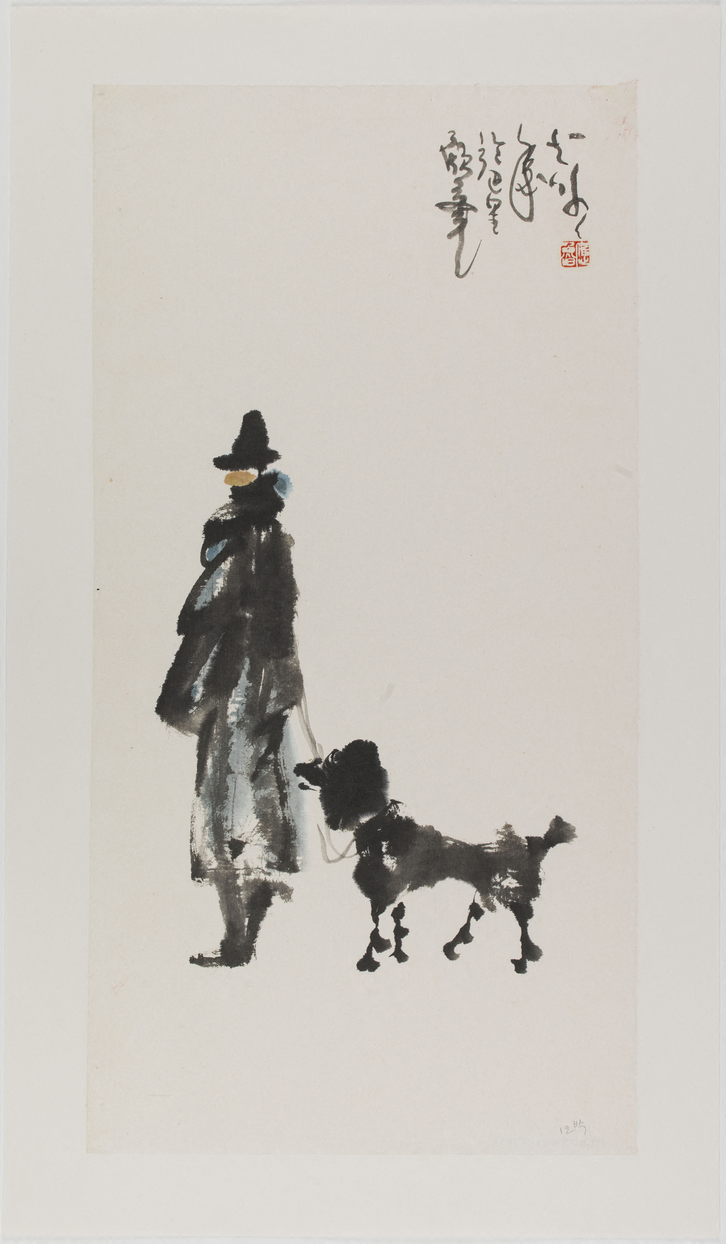 파리 사람, 1976, 종이에 수묵,   66.2×34.2cm, 체르누스키 미술관, 파리 시립 아시아 미술관(Musee Cernuschi, Asian Arts Museum of Paris) 소장