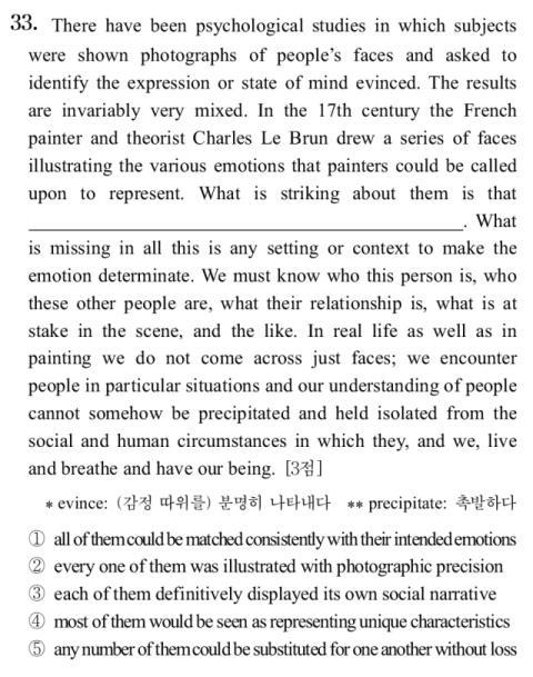 2024 수능 영어 33번 문항. 한국교육과정평가원 제공