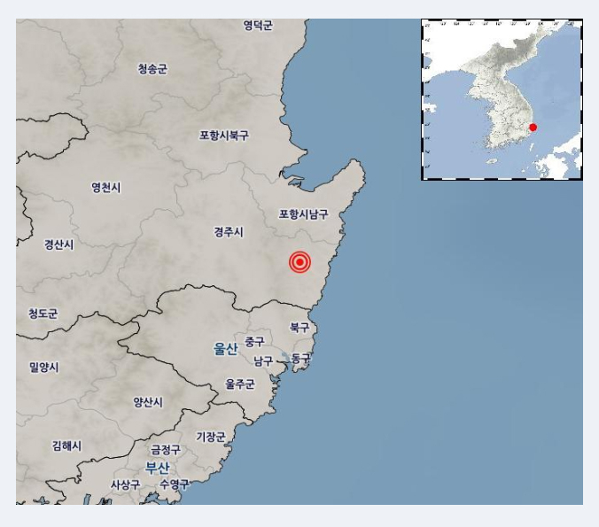 30일 오전 4시 55분 25초 경북 경주시 동남동쪽 19km 지역에서 규모 4.3의 지진이 발생했다고 기상청이 밝혔다. 진앙은 북위 35.79도, 동경 129.42도이다. 2023.11.30 기상청