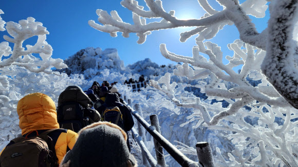 최근 폭설이 쏟아지면서 23일 전북 무주군 덕유산국립공원 향적봉 일대가 멋진 설경을 자랑하고 있다. 2023.12.23 연합뉴스