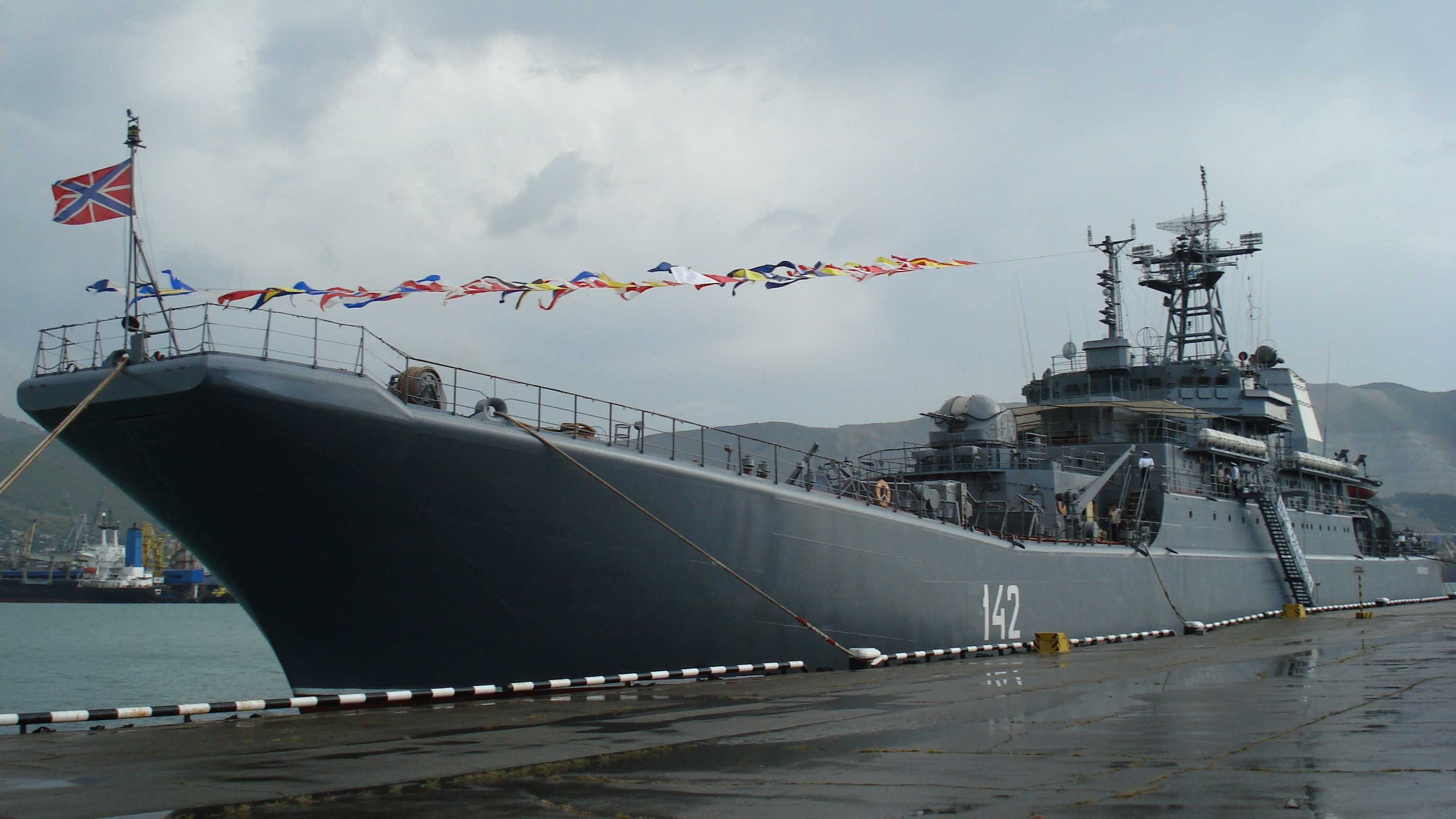 2010년 노보르시스크 항구에 정박 중인 러시아 흑해함대 소속 대형 상륙함 ‘노보체르카스크’의 모습. 러시아 국방부 자료사진