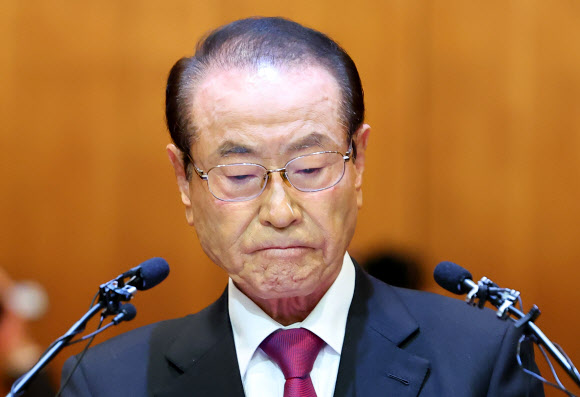 굳은 표정의 태영그룹 윤세영 창업회장