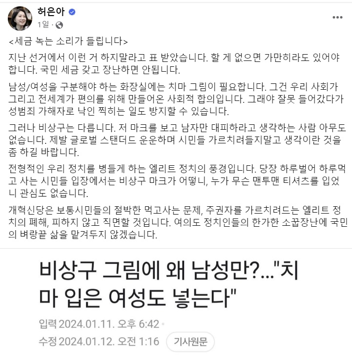 허은아 개혁신당 창당위원장 페이스북 캡처