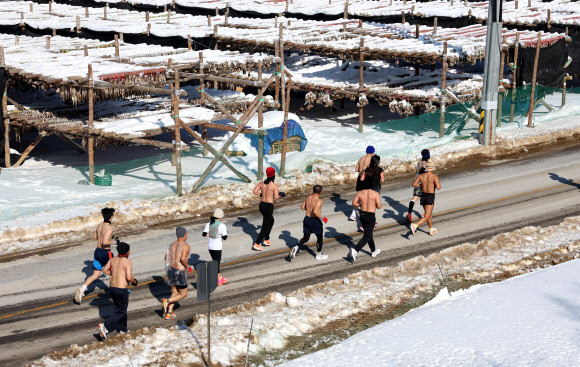대관령 추위에 맞선 마라토너들