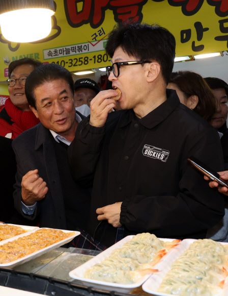 국민의힘 한동훈 비상대책위원장이 2일 경기도 구리전통시장을 방문하고 있다. 2024.2.2  연합뉴스