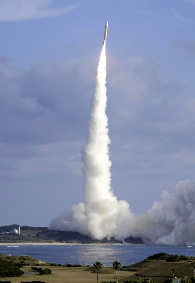 An H3 rocket lifts off at Tanegashima Space Center in Kagoshima, southern Japan Saturday, Feb. 17, 2024. AP