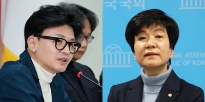 한동훈(왼쪽) 국민의힘 비상대책위원장, 김영주 더불어민주당 의원. 연합뉴스