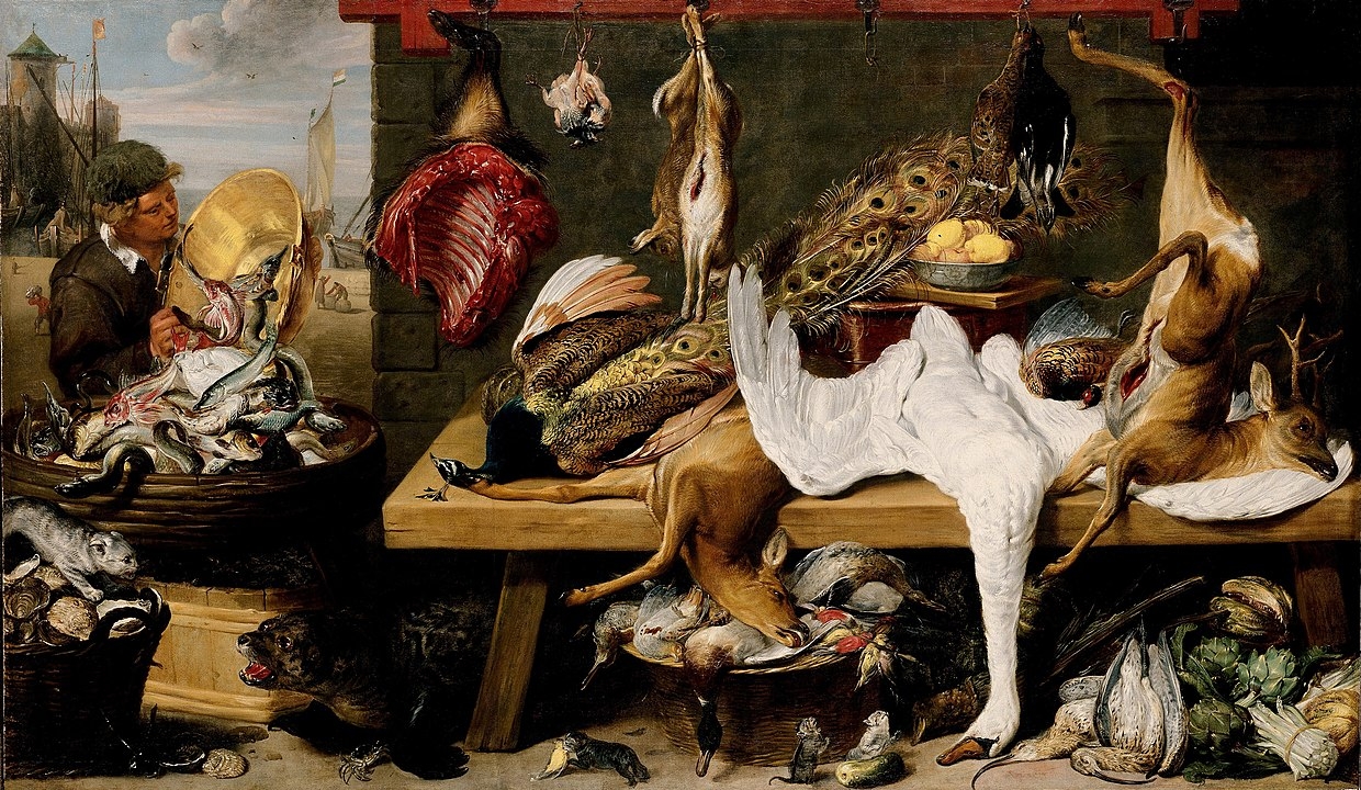 벨기에 화가 프란스 스니더러스(1579~1657)의 작품 ‘부두의 시장 풍경’. 동물권에 관한 관심이 높아지면서 ‘윤리적 육식이 가능한가’라는 궁금증이 커지고 있다. 미국 노스캐롤라이나 미술관 소장