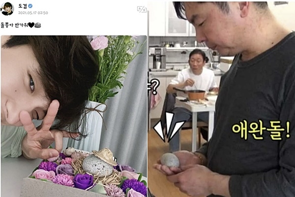 세븐틴 도겸의 ‘돌쫑이’와 임원희의 ‘돌돌이’.  팬 커뮤니티, SBS ‘미우새’ 화면